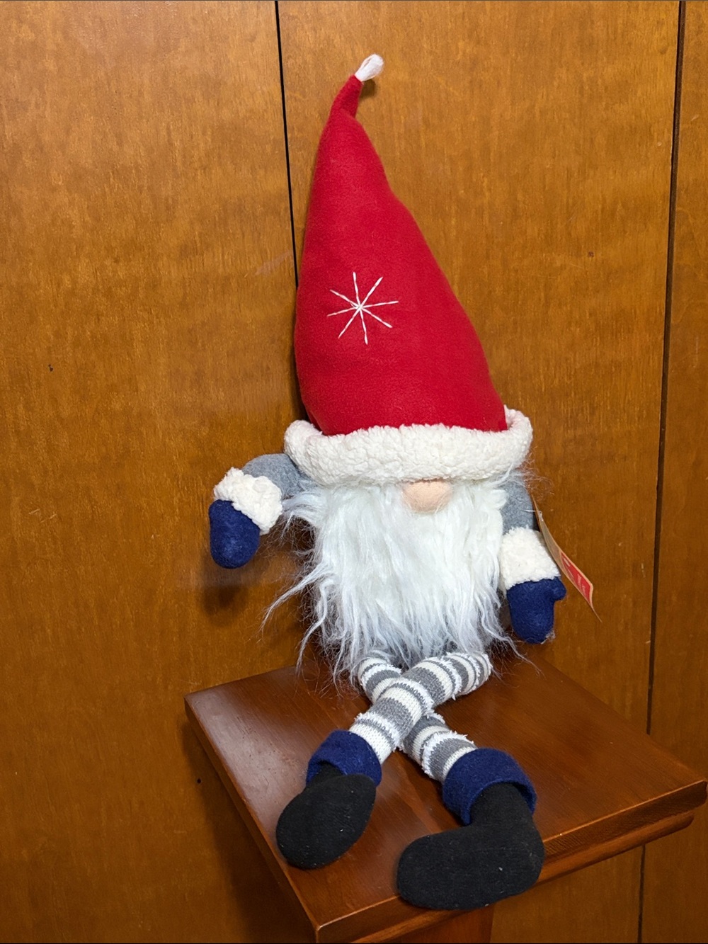 Old Fashion Red Gnome Holiday Plush Décor with White Beard. NWT